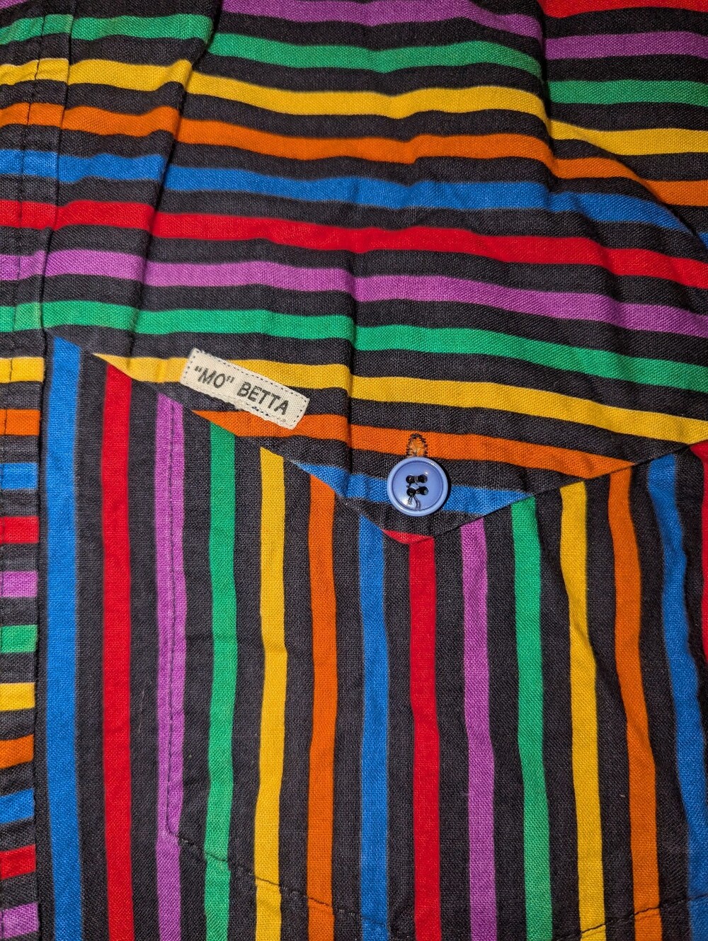 Vintage Mo Betta by Janice Western shirt rainbow Stripe men size M Garth Brooks - Picture 7 of 7